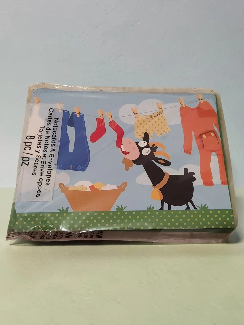 10 / $10 Goat Clothesline Note Cards & Envelopes - Blue